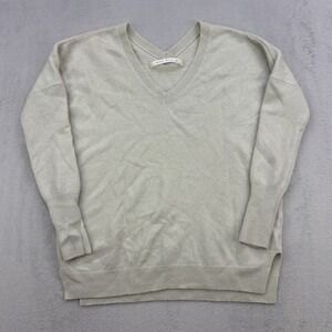 Max Studio Sweater Womens Large Green 100% Cashmere Soft Jumper V Neck Knitted